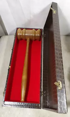 Large Vintage Wooden Over-size Gavel W/Faux Alligator Case 21.5 Inches Big • $195