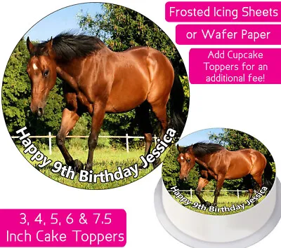 Horse Brown Edible Wafer & Icing Personalised Cake Toppers Pony Ponies Equine • £4.50