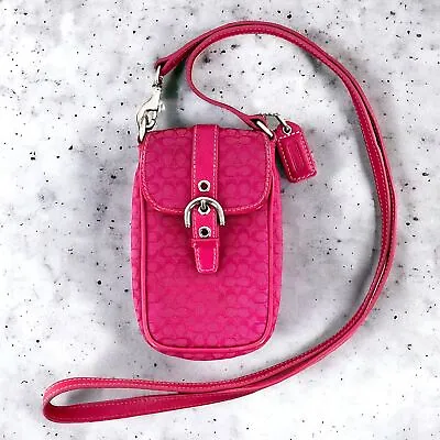 Coach Magenta Pink Signature C Jacquard Mini Crossbody Bag • $23.06