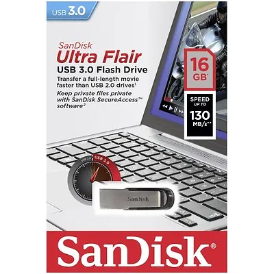 $7.50 • Buy SanDisk 16GB Cruzer Ultra Flair USB 3.0 130MB/s Flash Mini Pen Drive Fast SDCZ73