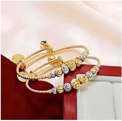 Indian 22k Gold Silver Plated Bollywood Style Wedding Daily Use Bangles • $14.37
