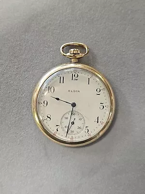 Elgin 1911 15j Gold Filled Pocket Watch Size 12s Red Marker Dial • $45