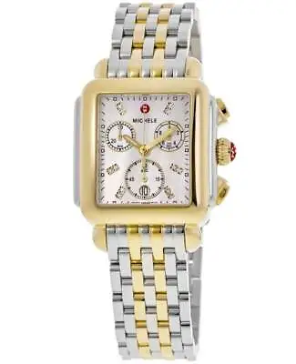 New Michele Deco Two-Tone 18K Gold Diamond Dial Women's Watch MWW06A000779 • $1440