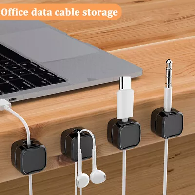 6pcs Magnetic Cable Wire Clips Tidy Cord Lead Organiser USB Charger Cable Holder • £4.68