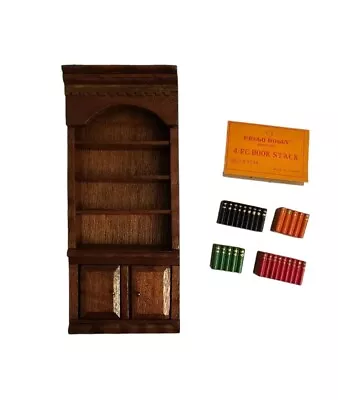 Hello Dolly Wood Dollhouse Miniature Furniture Bookcase Books #9143 Scale 1:12 • $28.99