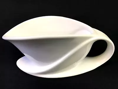 Verdici Design Gravy Boat Large White Porcelain Abstract Handled Classic Organic • $28.95