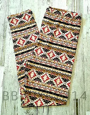 Aztec Leggings! Buttery Soft Graphic Print Pink Beige PS TC Womens Plus Size NEW • $9.74