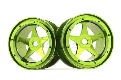 Jazrider Aluminum 2.2  5-Spokes Green Rims/Wheels(2)For Axial/Traxxas RC Crawler • £20.14