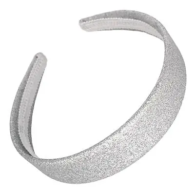 2.5cm Silver Glitter Fabric Plastic Alice Band Hair Band Headband No Teeth • £6.89