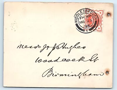 Postcard 1896 Invoice W Blenkinsop Iron Merchants Middlesborough Qv Stamp • £8