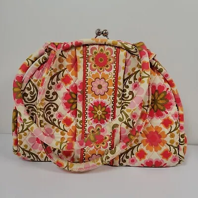 Vera Bradley Eloise Kisslock Satchel Bag Purse Folkloric Floral Pink • $27.99