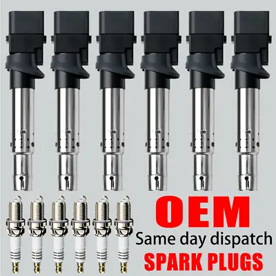 6X OEM Ignition Coil & 6 Iridium Spark Plug For Porsche VW V6 3.0/3.2/3.6L UF531 • $78.52