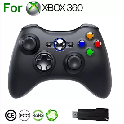 For Xbox 360 Wireless Controller & PC Windows 7/8/10 2.4G Receiver Gamepad Black • £16.59