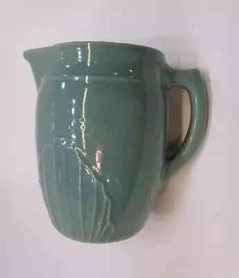 Old 1920's Monmouth Stoneware Clay Pottery Art Deco Antique Green Milk Pitcher • $35