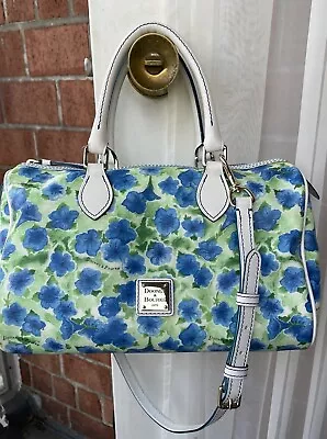 EUC! Dooney & Bourke BLUE Small Petunias Collection Classic Satchel Fun Bag! • $79