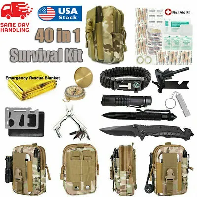 40in1 Survival Kit Emergency Gear Outdoor Camping EDC First Aid Kit W/ Mini Bag • $32.99