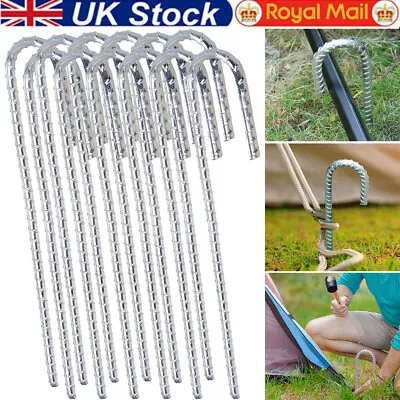 £11 • Buy 10/20X Galvanised Steel Tent Pegs Heavy Duty Rebar Ground Stakes Camping Anchors