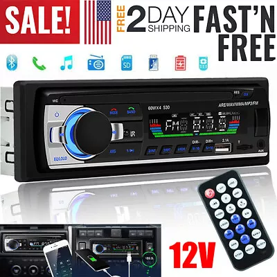 Bluetooth Car Stereo Audio In-Dash FM Aux Input Receiver TF USB MP3 Radio Player • $14.45