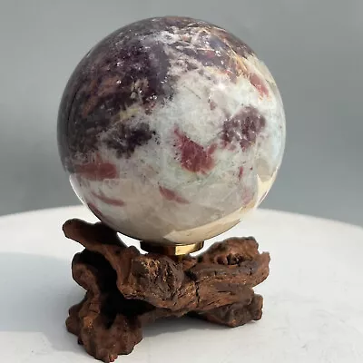 290G Natural Plum Blossom Tourmaline Unicorn Mica Symbiotic Crystal Ball+Stand • $0.01