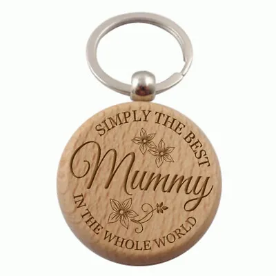 Personalised Simply The Best Mummy Wooden Keyring Mothers Day Keepsake Gift • £6.95
