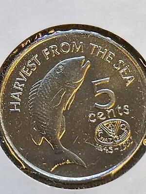 1995 Fiji 5 Cents Coin Uncirculated FAO Issue Fish! • $0.99