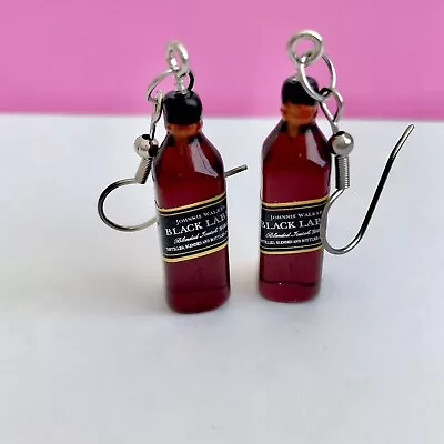 Cute Black Label Johnnie Walker Bottle Fun Dangle Earrings • $9