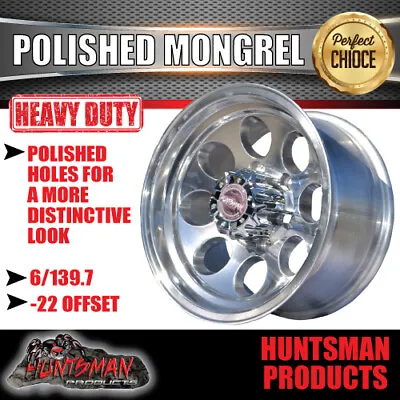  15X8 -22 Mongrel Mag Wheel. Polished. 4WD 6/139.7 Pcd Suit Patrol Landcruiser • $199