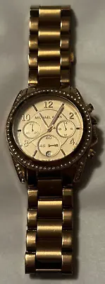 Michael Kors Blair Glitz MK5263 Chronograph Wrist Watch For Women *New Battery* • $29.99
