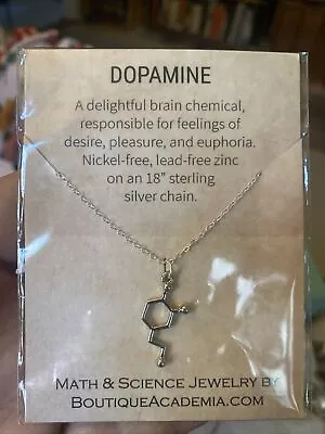 Dopamine Molecule Necklace Zinc Charm Sterling Silver 18” Chain Neurotransmitter • $15