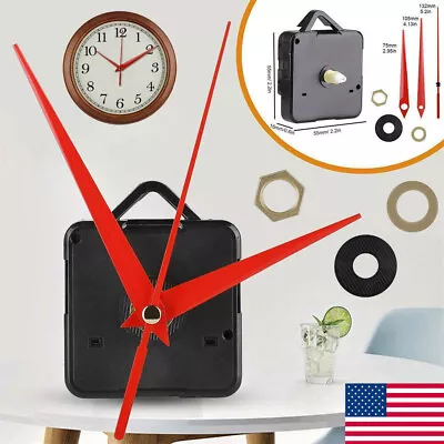 DIY Wall Quartz Clock Movement Mechanism Replacement Kit Tool Parts Red Hands US • $3.74