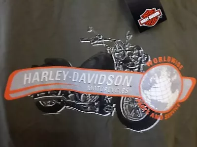 Nwt Harley-davidson 2006 Worldwide Motorcycles Large Olive Green Silver T-shirt • $16.95