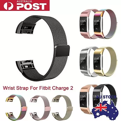 $16.55 • Buy For Fitbit Charge 2 Band Metal Stainless Steel Milanese Loop Wristband Strap