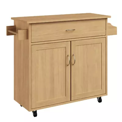 KITCHEN CART W/Spice Rack Storage Cabinet Rolling With Drawers Microwave Stand • $170.98