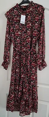 £26.99 • Buy NEXT Size 10 High Low Midi Floral  Chiffon Dress BNWT