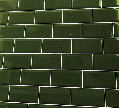 £1.50 • Buy CUT SAMPLE Victorian Underground Bevel Brick Bottle Green Ceramic Wall Tile 