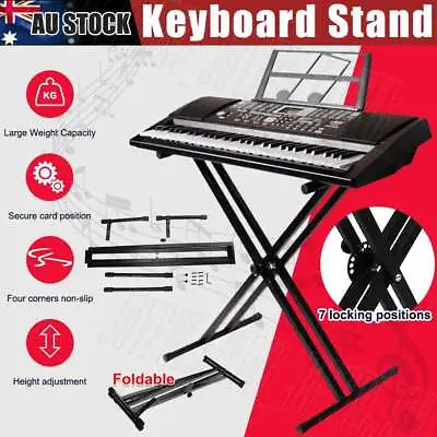 New Adjustable Keyboard Stand Heights Folding Double Braced X Style Music Piano • $31.45