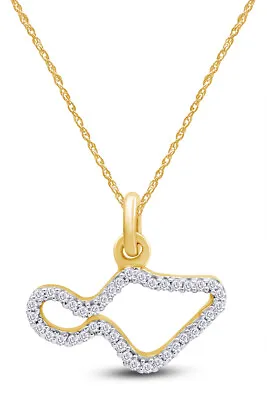 Maui Paradise Pendant Necklace Round Lab Grown Diamond 14K Yellow Gold 1/10 Ct • $354.19