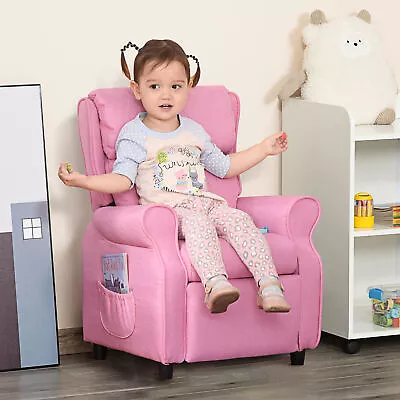Kids Recliner Adjustable Armchair Sofa Soft Sponge Cushion Accent Chair Pink • $120.99
