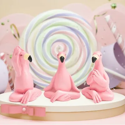 3Pcs Flamingo Garden Ornaments Yoga Patio Decor Figurine Lawn Outdoor Sculpture • £6.95