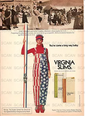 1973 Virginia Slims Cigarettes Vintage Magazine Ad   US Flag   Skis • $7.99