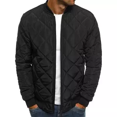 Us Men Quilted Padded Puffer Jacket Casual Zip Up Winter Warm Outwear Coat • $25