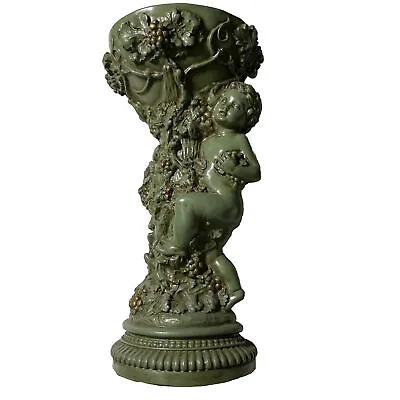 Universal Statuary Corp Chicago Cherub Bird Fountain Statue 1967 Green French • $89.95