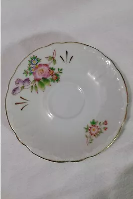 Floral Teacup Saucer Pink Blue Purple Gold Made In Occupied Japan (Saucer Only) • $6.86