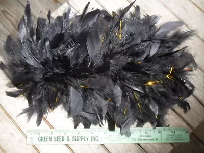 Vintage Marching Band Hat Feather Black With Gold Tinsel - Plume • $12