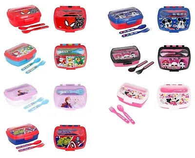 £10.99 • Buy Kids Character Sandwich Snacks Lunch Box With Cutlery Spoon & Fork