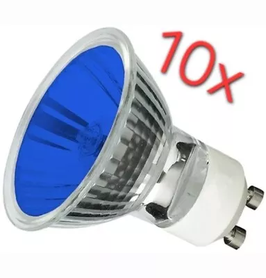 10x 50W GU10 Blue Coloured Dimmable Halogen Reflector Spot Light Bulbs Downlight • £9.99