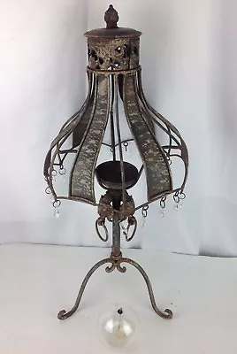 Vintage African Elephant Cast Iron Metal 28  Table Oil Lamp Indoor Outdoor • $149.99