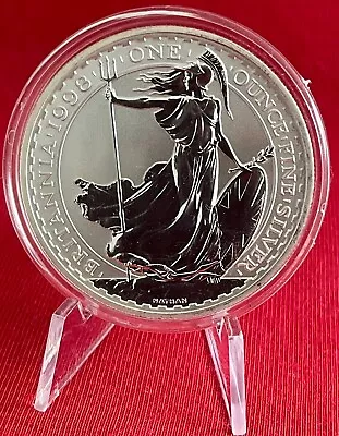 1998 1oz SILVER BRITANNIA .958 SILVER COIN In Capsule FIRST Bullion Britannia • £17