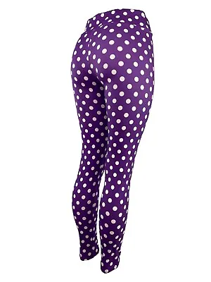 Purple & White Polka Dot Leggings - Multiple Sizes Super Soft! • $16.97