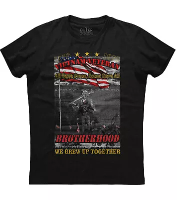 Vietnam Veteran Brotherhood Mens Short Sleeve New Cotton Black T-shirt • $17.95